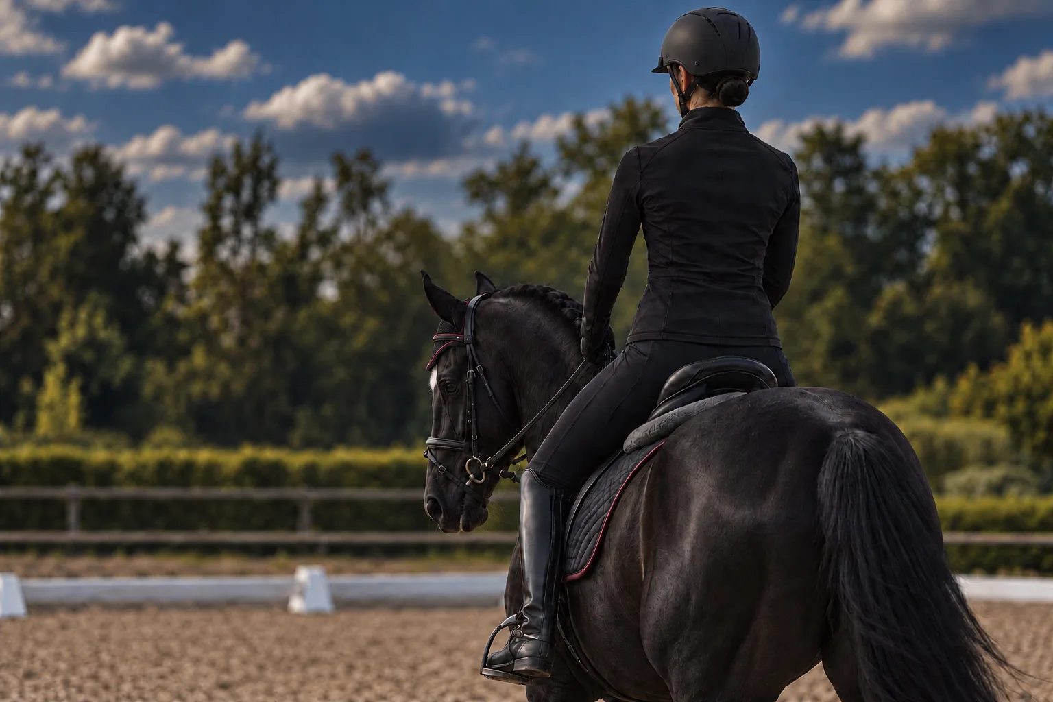 Cavalière à cheval pendant un entraînement