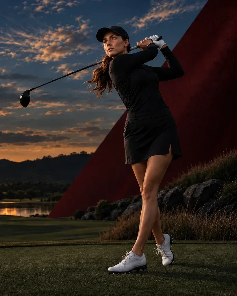 Golfeuse à la fin d’un drive