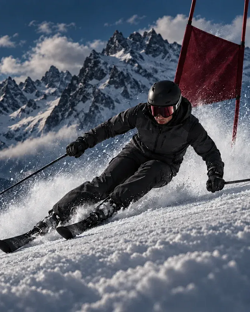 Skieur en plein virage